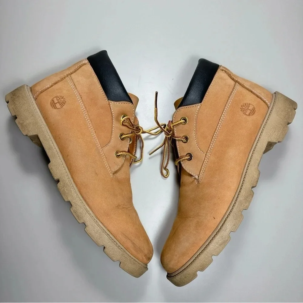 Timberland Size 6 Leather Youth Boys Wheat Nubuck Chukka Boots